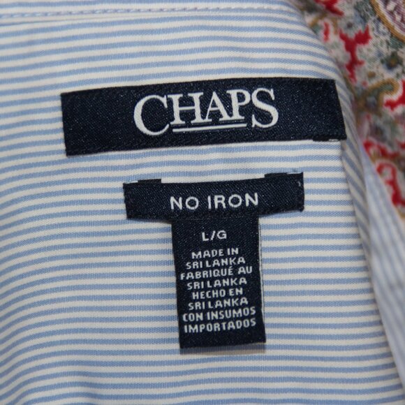 Chaps Women's No Iron  Multicolor 100 % Cotton Long Sleeve Button Shirt Size L - Picture 10 of 10